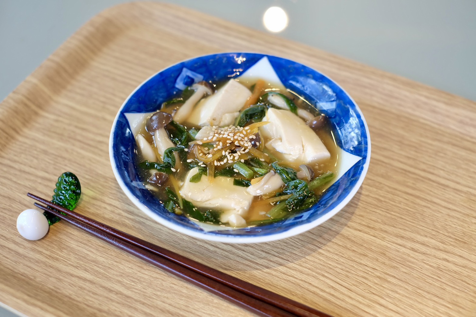 香り広がる！春菊のあんかけ豆腐