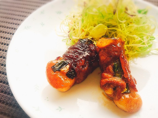 お餅とねぎの肉巻き
